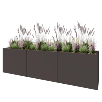 Teräksinen istutuslaatikko XXL - Suorakaiteen muotoiset - 300 x 60 x 80 cm - RAL7016 matta (antrasiitinharmaa) - Ilman pohjalevyä
