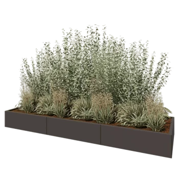 Teräksinen istutuslaatikko XXL - Suorakaiteen muotoiset - 300 x 80 x 30 cm - RAL7016 matta (antrasiitinharmaa) - Ilman pohjalevyä