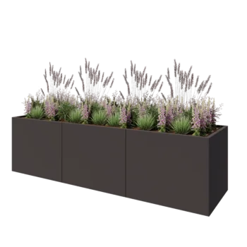 Teräksinen istutuslaatikko XXL - Suorakaiteen muotoiset - 300 x 80 x 80 cm - RAL7016 matta (antrasiitinharmaa) - Pohjalevyllä