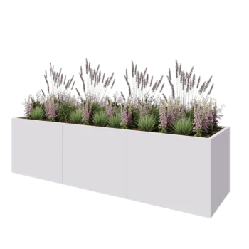 Teräksinen istutuslaatikko XXL - Suorakaiteen muotoiset - 300 x 80 x 80 cm - RAL9010 matta (valkoinen) - Pohjalevyllä