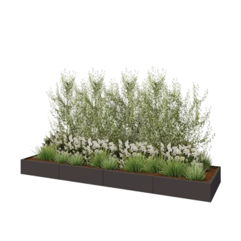 Teräksinen istutuslaatikko XXL - Suorakaiteen muotoiset - 400 x 100 x 30 cm - RAL7016 matta (antrasiitinharmaa) - Ilman pohjalevyä