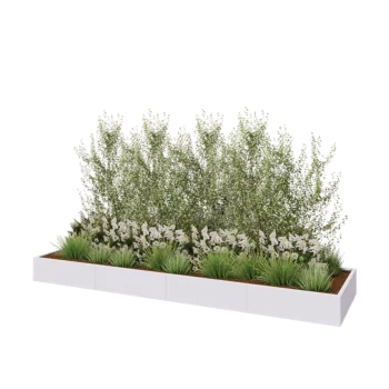 Teräksinen istutuslaatikko XXL - Suorakaiteen muotoiset - 400 x 100 x 30 cm - RAL9010 matta (valkoinen) - Ilman pohjalevyä