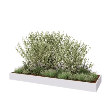 Teräksinen istutuslaatikko XXL - Suorakaiteen muotoiset - 400 x 120 x 30 cm - RAL9010 matta (valkoinen) - Ilman pohjalevyä