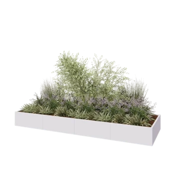 Teräksinen istutuslaatikko XXL - Suorakaiteen muotoiset - 400 x 120 x 40 cm - RAL9010 matta (valkoinen) - Ilman pohjalevyä