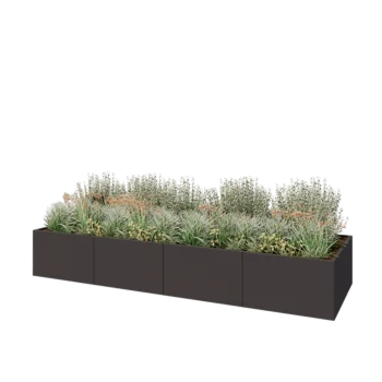 Teräksinen istutuslaatikko XXL - Suorakaiteen muotoiset - 400 x 120 x 60 cm - Muu RAL-väri - Pohjalevyllä