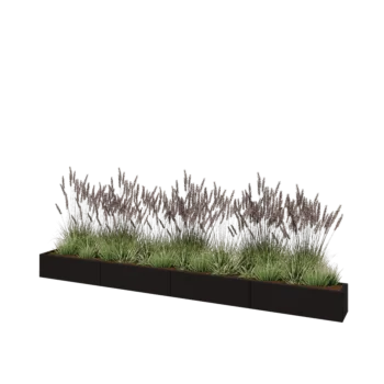 Teräksinen istutuslaatikko XXL - Suorakaiteen muotoiset - 400 x 30 x 30 cm - RAL9005 matta (musta) - Ilman pohjalevyä