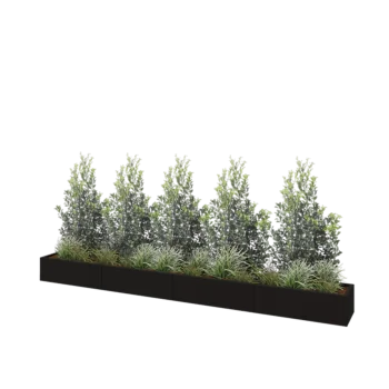 Teräksinen istutuslaatikko XXL - Suorakaiteen muotoiset - 400 x 40 x 30 cm - RAL9005 matta (musta) - Pohjalevyllä