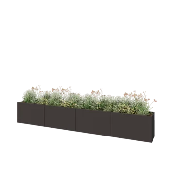 Teräksinen istutuslaatikko XXL - Suorakaiteen muotoiset - 400 x 40 x 60 cm - RAL7016 matta (antrasiitinharmaa) - Pohjalevyllä