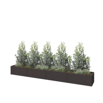 Teräksinen istutuslaatikko XXL - Suorakaiteen muotoiset - 400 x 50 x 40 cm - RAL7016 matta (antrasiitinharmaa) - Pohjalevyllä