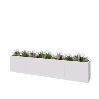 Teräksinen istutuslaatikko XXL - Suorakaiteen muotoiset - 400 x 50 x 80 cm - RAL9010 matta (valkoinen) - Ilman pohjalevyä