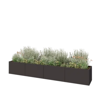 Teräksinen istutuslaatikko XXL - Suorakaiteen muotoiset - 400 x 60 x 60 cm - RAL7016 matta (antrasiitinharmaa) - Ilman pohjalevyä