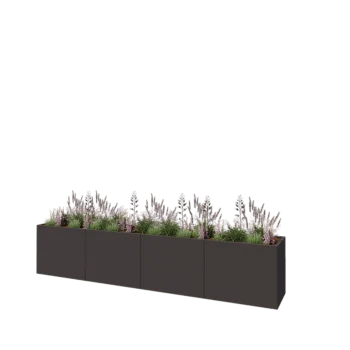 Teräksinen istutuslaatikko XXL - Suorakaiteen muotoiset - 400 x 60 x 80 cm - RAL7016 matta (antrasiitinharmaa) - Pohjalevyllä