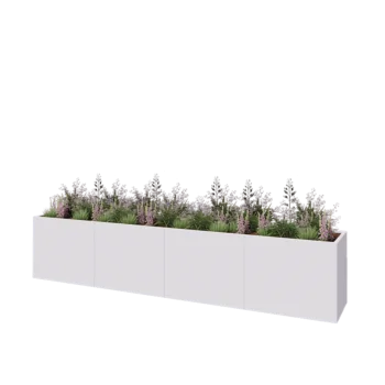 Teräksinen istutuslaatikko XXL - Suorakaiteen muotoiset - 400 x 60 x 80 cm - RAL9010 matta (valkoinen) - Ilman pohjalevyä