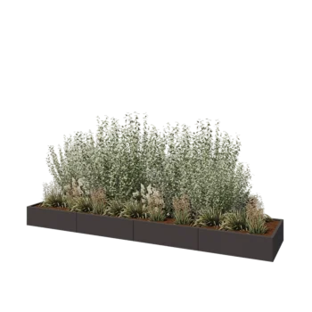 Teräksinen istutuslaatikko XXL - Suorakaiteen muotoiset - 400 x 80 x 30 cm - RAL7016 matta (antrasiitinharmaa) - Ilman pohjalevyä