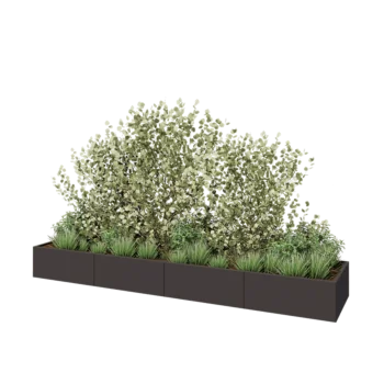 Teräksinen istutuslaatikko XXL - Suorakaiteen muotoiset - 400 x 80 x 40 cm - RAL7016 matta (antrasiitinharmaa) - Pohjalevyllä