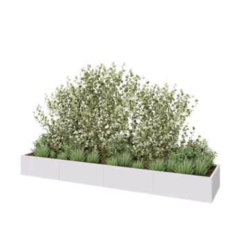 Teräksinen istutuslaatikko XXL - Suorakaiteen muotoiset - 400 x 80 x 40 cm - RAL9010 matta (valkoinen) - Ilman pohjalevyä