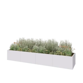 Teräksinen istutuslaatikko XXL - Suorakaiteen muotoiset - 400 x 80 x 60 cm - RAL9010 matta (valkoinen) - Ilman pohjalevyä
