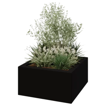 Lasikuituruukku - Neliö - 80 x 80 x 40 cm - RAL9005 matta (musta) - Pohjallinen