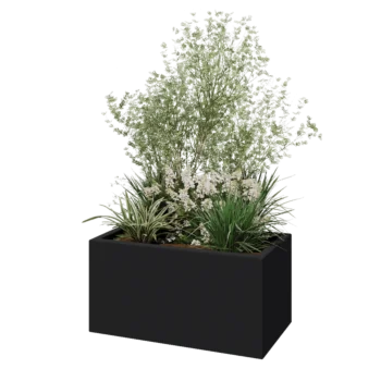Lasikuituruukku - Suorakulmio - 80 x 40 x 40 cm - RAL7021 matta (musta harmaa) - Pohjallinen