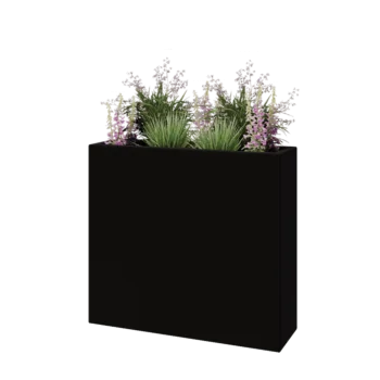 Lasikuituruukku - Suorakulmio - 90 x 25 x 80 cm - RAL9005 matta (musta) - Pohjallinen