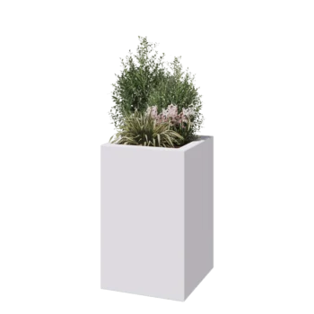 Lasikuituruukku - Neliö - 50 x 50 x 80 cm - RAL9010 matta (valkoinen) - Pohjallinen