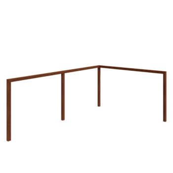 Corten-teräksinen pergola - Kulma - 600 x 412 x 242 cm - Ilman betonijalkaa