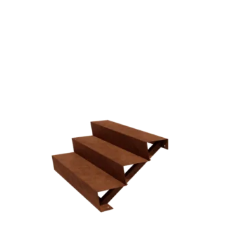 Corten-teräksiset ulkaportaat - 3-askelma - 72 x 120 x 51 cm