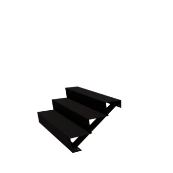 Teräksiset ulkaportaat - 3-askelma - 72 x 120 x 51 cm - RAL9005 matta (musta)