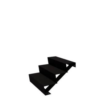 Teräksiset ulkaportaat - 3-askelma - 72 x 80 x 51 cm - RAL9005 matta (musta)